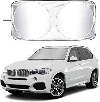 Car Windshield Sun Shade with Storage Pouch, Foldable Automotive Window Sunshade Reflective Screen Visor Protector, Vehi