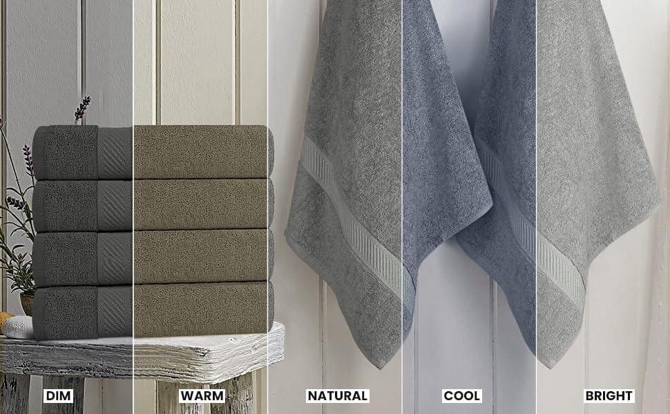6 Pack Medium Bath Towels, 24x48 in, 100% Cotton, Grey