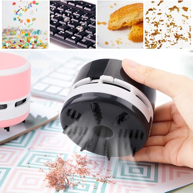 Desk Vacuum Cleaner Mini, Portable Desktop Vacuum, Mini Crumb Dust Desk Vacuum Cordless Sweeper for Home, Office,Cars,Pet Hairs,No Battery Included