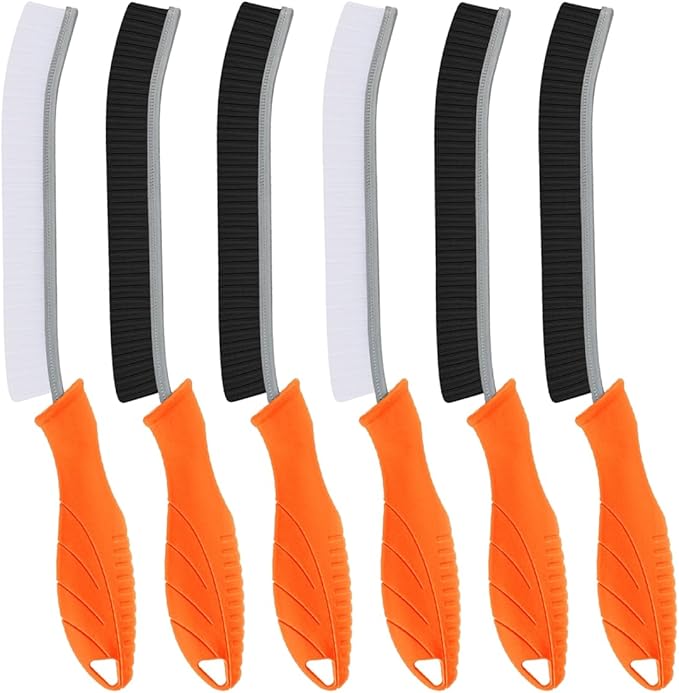 TQRR Hard Bristle Crevice Cleaning Brush-Thin Gap Scrub Brush, Small Cleaning Brush, Grout Brush, Kitchen Brush, Cleaning Tools for Toilet, Bathroom, Sink, Home, Household, Window (6, Orange)