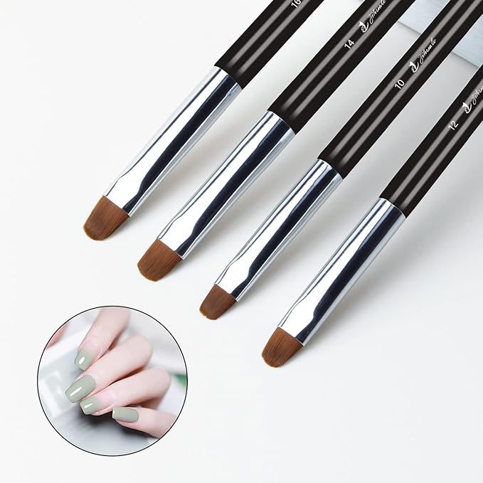 French Nail Brush, YIHUALE 2 Way French Gel Acrylic Nail Art Kolinsky Brush With Dotting Tool for Professional Manicure Cuticle Clean Up Nail Art Design- White And Black 8# (16#, Black)