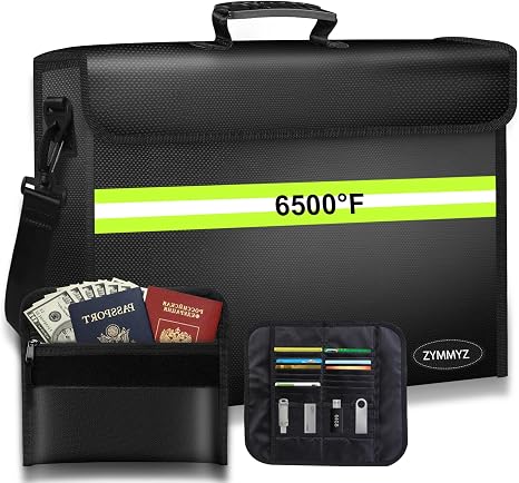 Large Fireproof Bag 6500°F with Lock/Removable Folder Layers/Small Fireproof Cash Bag,Upgraded 10 Layers Heat Insulated＆