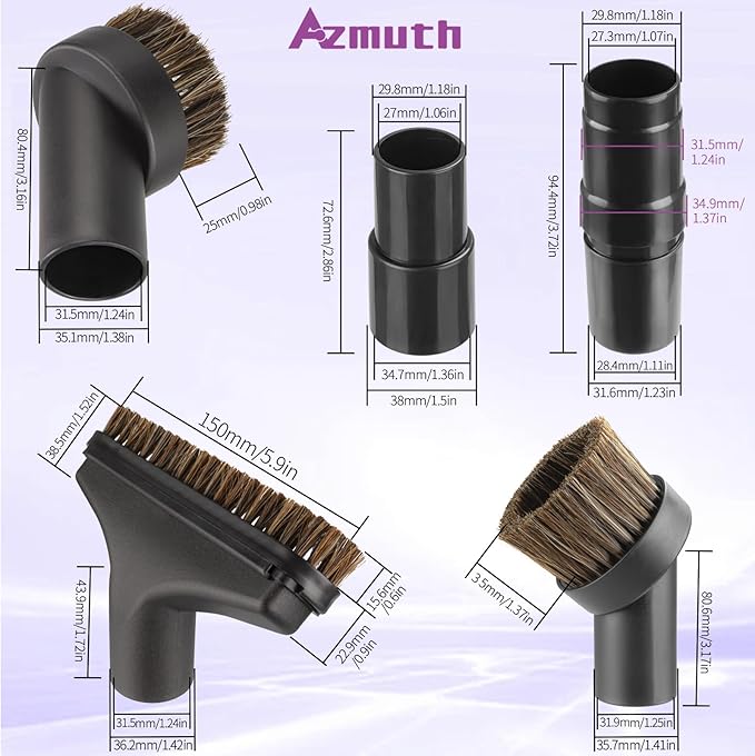 6 Pack For Shark Vacuum Attachments Replacement Shark Vacuum Brush Attachment with Vacuum Hose Adapter, 1 1/4 Vacuum Attachments for Multiple Household Vacuum Cleaners