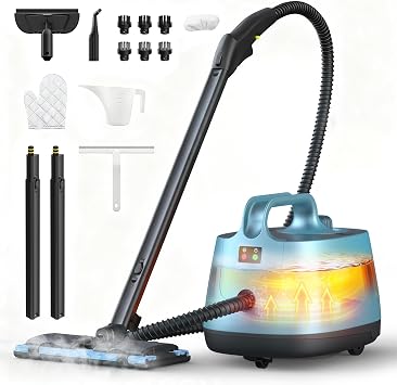 Carpet Steam Cleaner for Home, 293°F 58 PSI Powerful Multipurpose Handheld Steam Mop, 21 Attachments, 50Oz Capacity, Hea