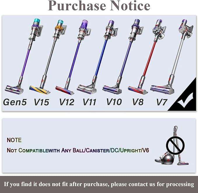 Professional Vacuum Attachment Kit for Dyson GEN5 G5 V15 V12 V11 V10 V8 V7 Detect Cyclone Torque Drive Absolute Animal Trigger Cordless Vacuum Accessories Extension Hose Replacement Brush