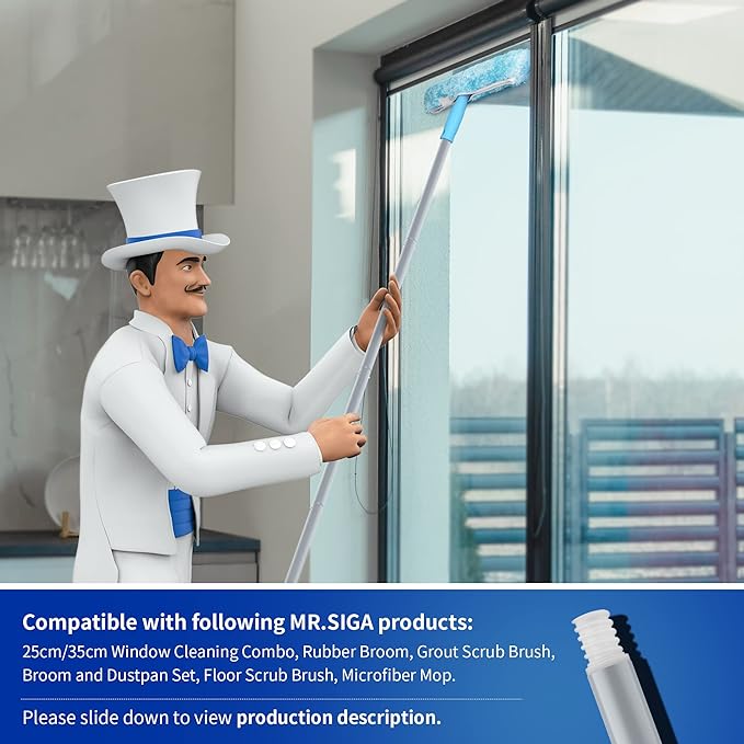 MR.SIGA 54.3 inch Long Extension Pole, Adjustable 4 Pieces Aluminum Pole for Window Squeegee