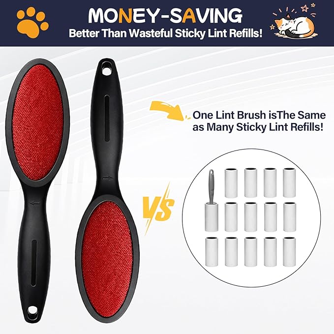 3 Pack Double Sided Magic Lint Remover Brush for Pet Hair, Reusable Velvet Fabric Lint Brush for Clothes, Couch Furniture & Upholstery, Dog & Cat Fur Remover