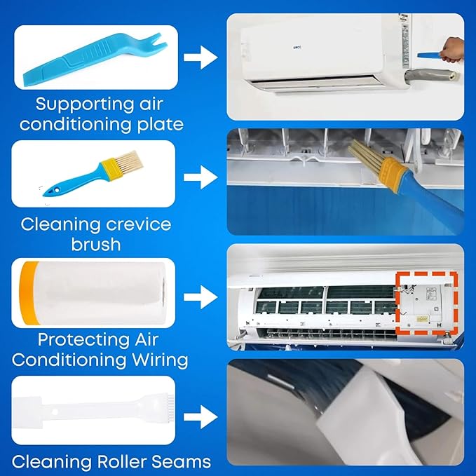 Oiktylr Mini Split Cleaning Kit Bag with 2L High Pressure Sprayer, Air Conditioner Cleaning Kit with Waterproof PVC AC Cleaning Cover Bib with HVAC Cleaning Tools, Large