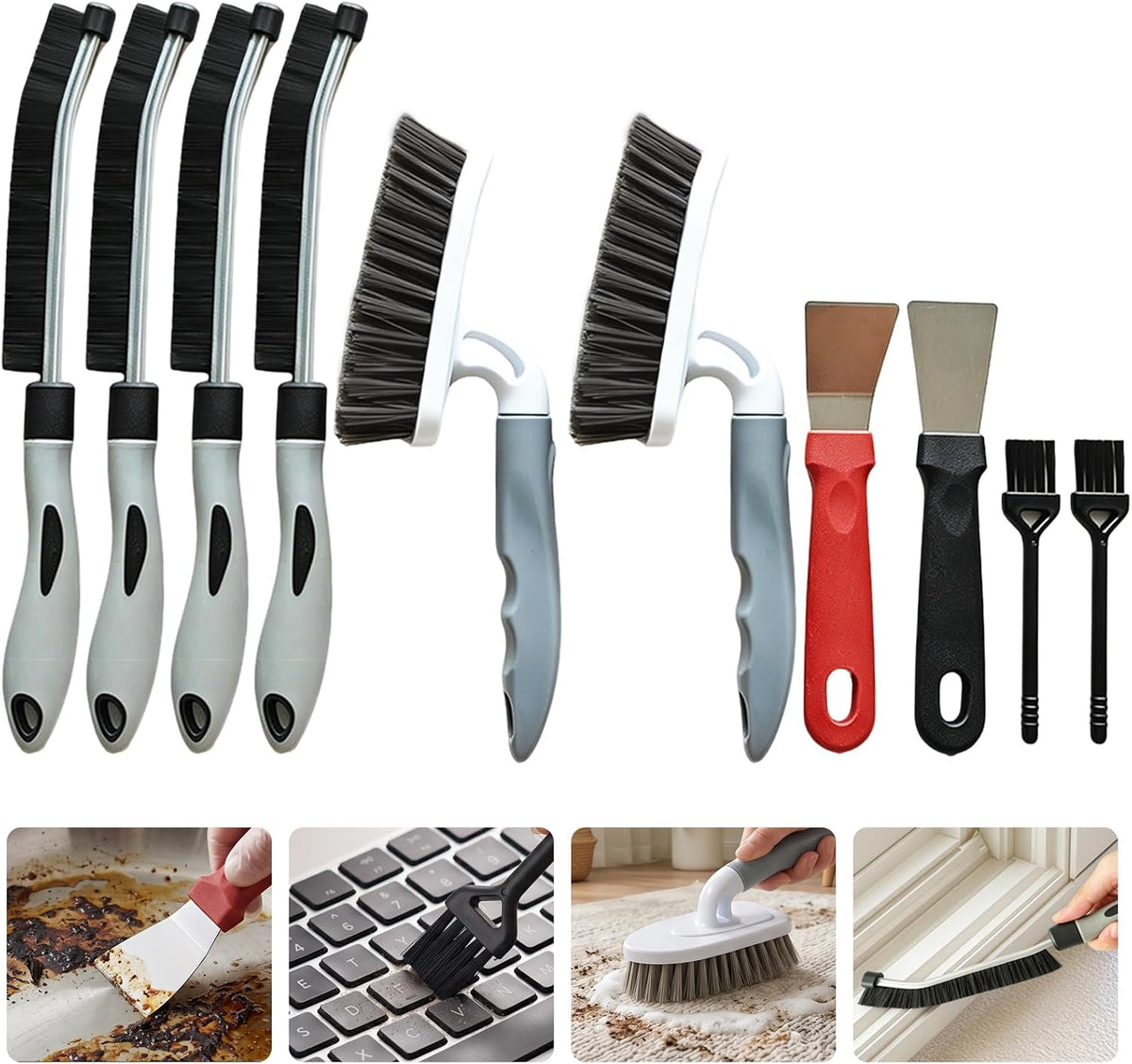 10Pcs Crevice Cleaning Brush Set: Heavy Duty Scrub Brush for Household Use