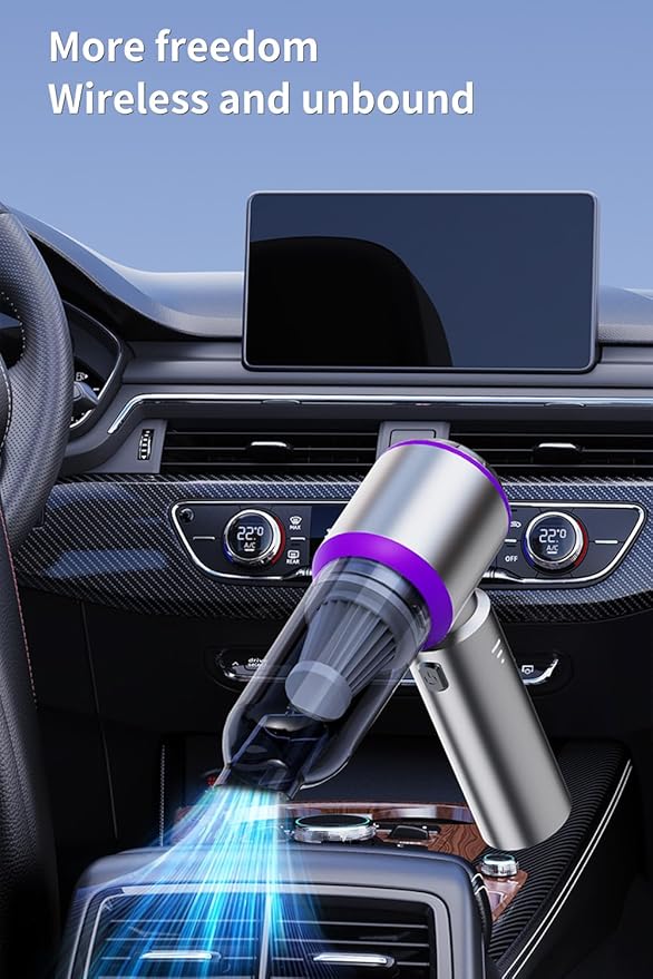 Handheld Car Mini Vacuum Cleaner, 3 in 1 19000PA Strong Cyclonic Suction Air Duster 6000mAh Battery Air Blower Wireless Handheld Vacuum for Car,Office and Home 15Kpa