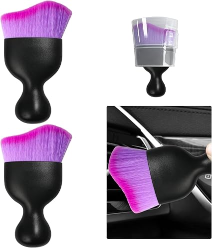 Ziciner 2 PCS Car Detailing Brush, Curved Soft Bristles Auto Removal Dust Collectors, Universal Vehicle Dashboard, Air C