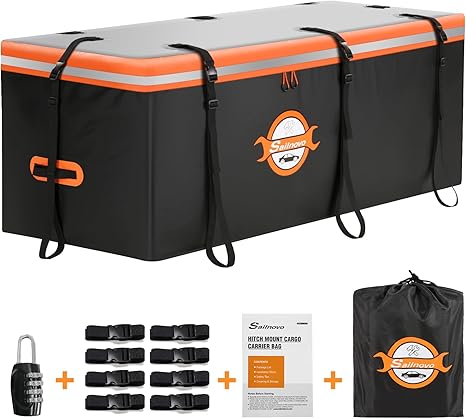 Sailnovo 20 Cu Ft Hitch Cargo Carrier Soft Shell Bag, Waterproof PVC