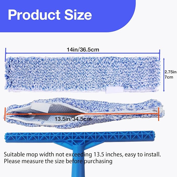6 Pack 14" Microfiber Window Scrubber Refill Replacement Compatible with Unger 966540 Professional Scrubber Refill Sleeve, Reusable Squeegee Cloth Sleeve for MR.SIGA Professional Window Cleaning
