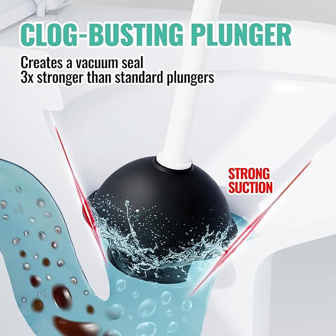 2PACK 4 in 1 Toilet Brush and Plunger Set with Crevice Cleaning Brush, Toilet Plunger and Brush Set with Extra Long Handle, Plungers for Bathroom Accessories, Toilet Plunger with Holder, White