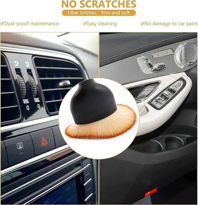 QUAAM 3PCS Car Interior Cleaning Tool, Car Cleaning Brush Interior Dust Collectors,Car Interior Cleaning Tool Brush, Dust Brush