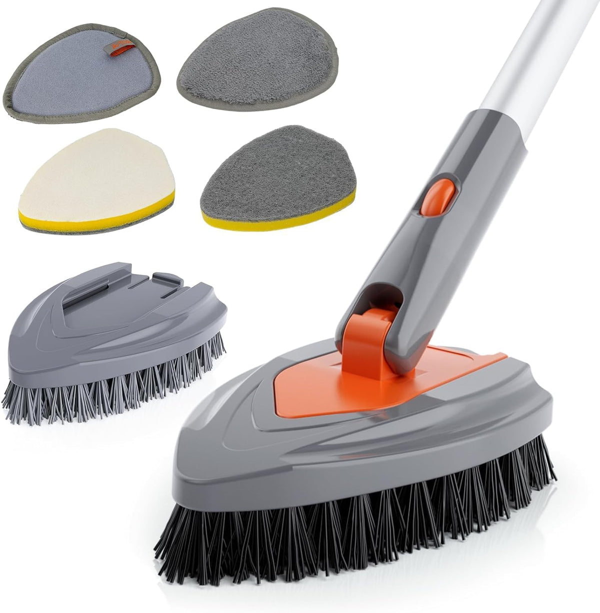 4-in-1 Long-Handled Tub Scrubber-Versatile Bathroom Cleaning Brush with Shower Scrubber-Ideal Shower Cleaner Brush for Efficient Cleaning-Long Handle Scrub Brush for Shower, Tub, and Bathroom