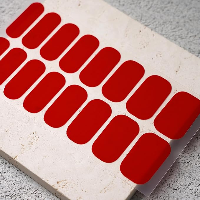 Nail Polish Strips, 32PCS Salon Quality Wraps, Long Lasting Gel Nail Stickers for Women Easy Apply& Remove (True Scarlet)