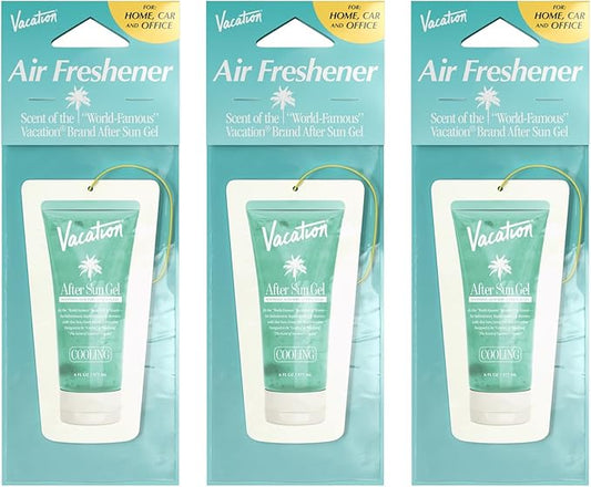 Vacation After Sun Gel Hanging Air Freshener, World Famous Signature Scent, Deodorizer for Car, Home & Office (Pack of 3)