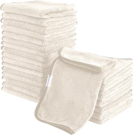 Cosy Family 24 Pack Soft Washcloths Set - 12 x 12 inches, Quick Drying - Highly Absorbent Coral Velvet Fingertip Towel B
