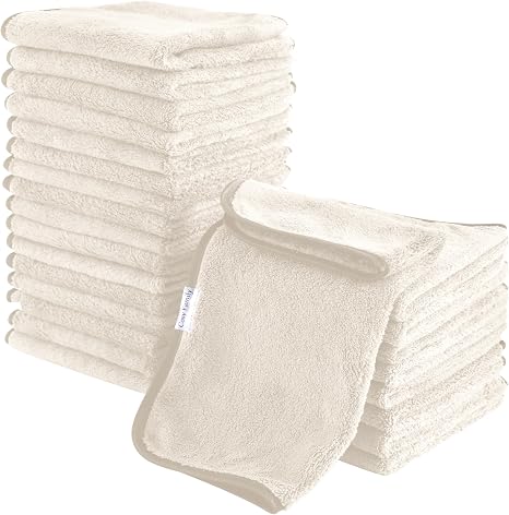 Cosy Family 24 Pack Soft Washcloths Set - 12 x 12 inches, Quick Drying - Highly Absorbent Coral Velvet Fingertip Towel B