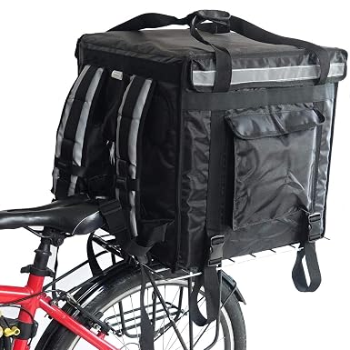 PK-92V: Large Rigid Heavy Duty Food Delivery Box for Motorcycle, Insulated Pizza Delivery Bag for Bicycle/Scooter, Top L