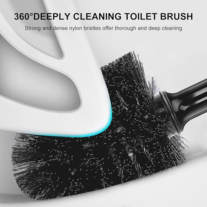 SetSail Toilet Brush and Plunger Set, 2 Packs Semi-Hidden Toilet Plungers Heavy Duty Toilet Bowl Brush and Holder for Bathroom Toilet Plunger and Brush Set for Deeply Cleaning 2 Packs - Black
