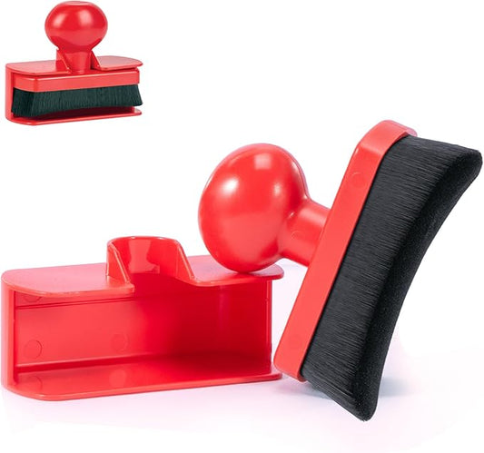 Large Tire Shine Applicator Brush,Vegan Tire Shine Applicator with Curved Brush Head - Automotive Tire Dressing Applicator Brush with Storage Stand for Tire Detailing, 3.6 Inch Length (Red)