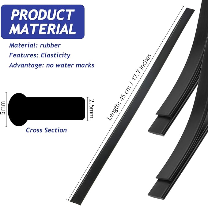 Boao 4 Pieces Replacement Squeegee Rubber Blade 18 Inch Refill Silicone Replacement Rubber Squeegee for Windows, Glass, Shower Doors Household Cleaning