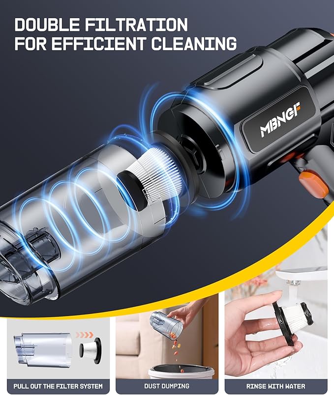 Car Vacuum Portable Cordless, High Power Suction & Blower, Handheld Vacuum Cleaner for Car, Home, Desktop, Keyboard,Birthday Gifts for Men Dad Husband(Fog Black)