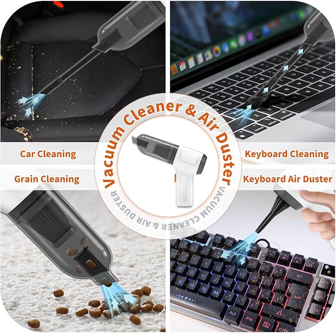 NICE BUDDY Cordless Vacuum Cleaner-Mini Air Duster, Portable Handheld Vacuum, 3 in1Dry Use for Car Keyboard,Dust Buster & Air Blower for Kitchen, 6500PA Suction,Inflate/Deflate Swim Ring