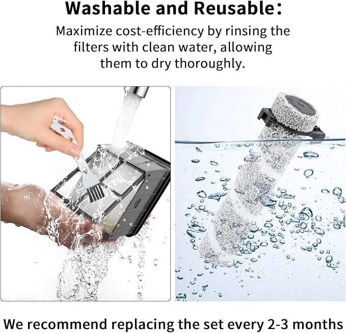 3930F 3933 3930 Roller Brushes & H13 Filters Replacement Kit for BISSELL CrossWave OmniForce Edge Cordless Cleaner - Includes 3 H13 Filters, 3 Brush Rolls, 1 clean Brush, Part No. 1640897, 1640066