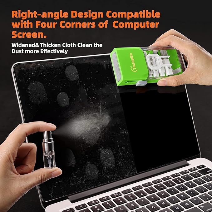 Tassmpitor Laptop Screen Keyboard Cleaner Kit, All in 1 Electronics Cleaning Tool for MacBook iPad iPhone Pro Cell Phone, Brush Tool for Tablet, Computer, PC Monitor,TV Camera Lens with Patent, Green