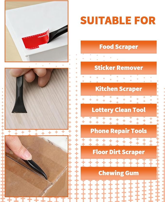 15 PCS Carbon Fiber Plastic Scrapers Tool, Non-Scratch Scraper Tool for Tight Spaces, Multi-Purpose Label Scraper Pen-Shaped, for Car Cleaning Supplies, Kitchen, Crevices, Stains (Black)