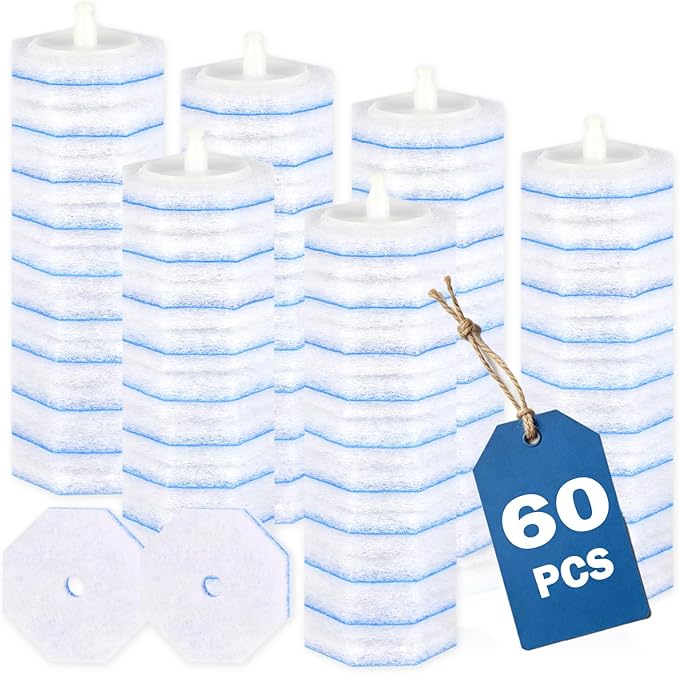 60 Count Disposable Toilet Wand Refills for Toilet Wand, 5X Cleaning Power Scrubber Refill, Bathroom Cleaning Supplies, No Falling Apart, Fresh Fragrance