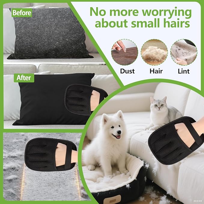 Pet Hair Removal Glove for Cats and Dogs - Electrostatic Pet Hair Remover Glove, Reusable Brush Pet Hair Remover for Couch, Carpet, Car Seat & Laundry（1PCS）
