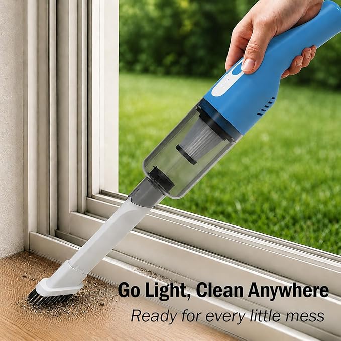 catsMeow Cordless Handheld Vacuum, Lightweight Portable Car Vacuum Cleaner with Crevice & Brush Tools, USB-C Rechargeable, Ideal for Cars, Quick Cleanups & Tight Spaces