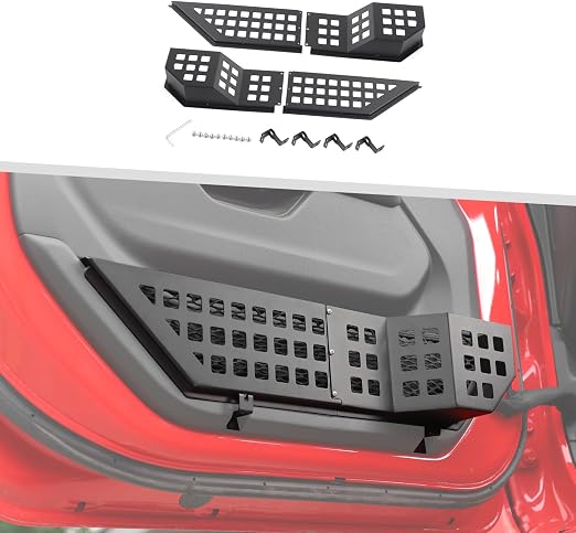 Jimen Fit for Jeep Wrangler JL JLU 4xe 2018-2026 & Gladiator JT 2020-2026, Upgrade 4PCS Metal Front Door Pockets Organiz