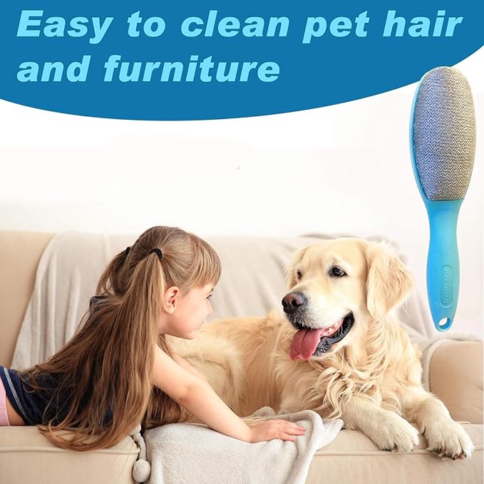 ezclean 3 Pack, 3 Colors, Lint Brush for Clothes, Furniture, Double Sided Pet Hair Remover Brush, Reusable Cleaner for Dog Cat Hair, Couch, Magic Velvet Lint Brush, Red and White and Blue