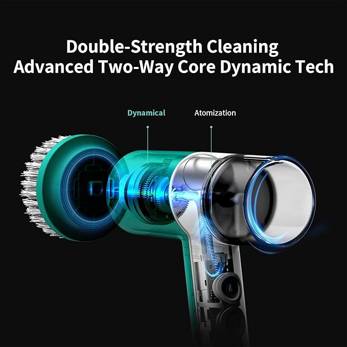 Dual-Rotation Electric Scrubber - IPX5 Waterproof Multi-Surface Cleaning Brush for Bathroom, Kitchen, Tile, Glass & More - Includes 4 Brush Heads (Nylon/Sponge/Crevice/Flat)