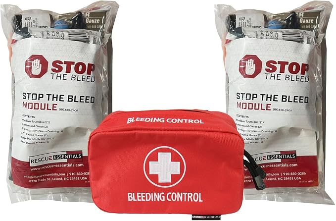 Rescue Essentials Stop The Bleed Kit – Dual Treatment for Trauma with Tourniquet, Gauze, Pressure Dressing & Shears in R