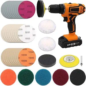 3 Inch Car Headlight Restoration Kit, Car Polishing Sanding Discs Assortment 2000 to 10000 Grit with 1/4 Inch Shank Back