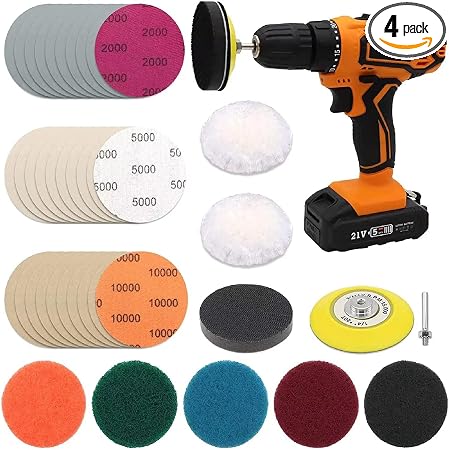 3 Inch Car Headlight Restoration Kit, Car Polishing Sanding Discs Assortment 2000 to 10000 Grit with 1/4 Inch Shank Back