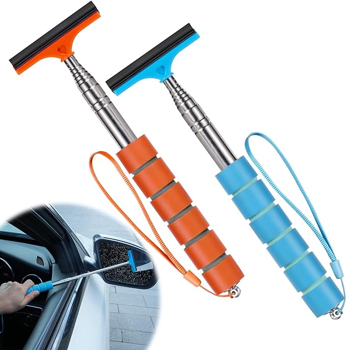 Side Mirror Squeegee, 2 PCS Car Mirror Squeegee, Retractable Car Rearview Mirror Wiper for All Vehicles, Universal Automotive Accessories