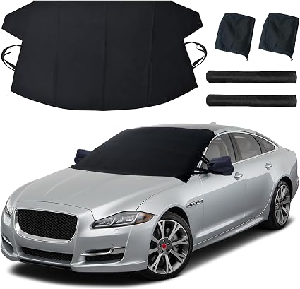 EcoNour Windshield Cover for Ice and Snow | Windshield Snow Cover with Side Mirror Cover & Wiper Protection | Oxford Fab