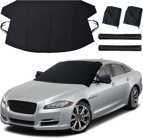 EcoNour Windshield Cover for Ice and Snow | Windshield Snow Cover with Side Mirror Cover & Wiper Protection | Oxford Fab