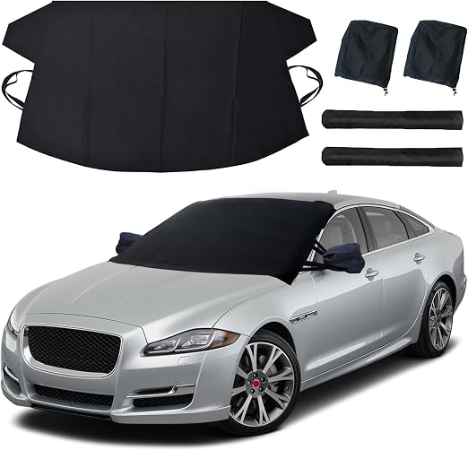 EcoNour Windshield Cover for Ice and Snow | Windshield Snow Cover with Side Mirror Cover & Wiper Protection | Oxford Fab