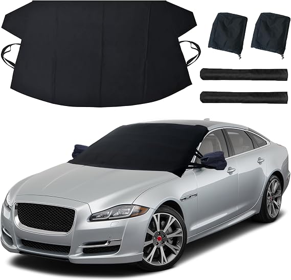 EcoNour Windshield Cover for Ice and Snow | Windshield Snow Cover with Side Mirror Cover & Wiper Protection | Oxford Fab