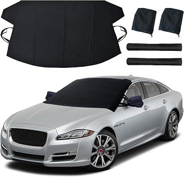 EcoNour Windshield Cover for Ice and Snow | Windshield Snow Cover with Side Mirror Cover & Wiper Protection | Oxford Fab