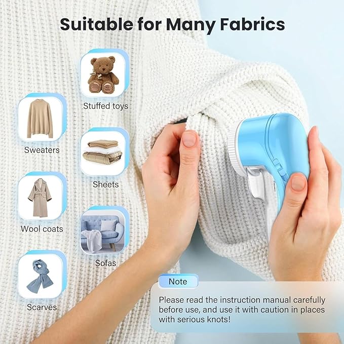 Fabric Shaver, Lint Remover for Clothes, Electric Lint Remover with 3 Replaceable Blades, Removes Fabric Pills, Rechargeable Sweater Defuzzer Pill Remover, Depiller Effectively Remove Pills