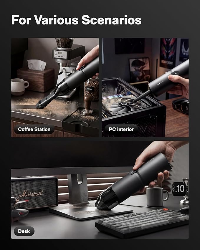 HOTO Handheld Vacuum Cleaner Cordless, Mini Vacuum Cleaner with 15000Pa Suction Power, Compressed Electric Air Duster Air Blower for Desk, PC Setup, Keyboard, Coffee Station Grounds